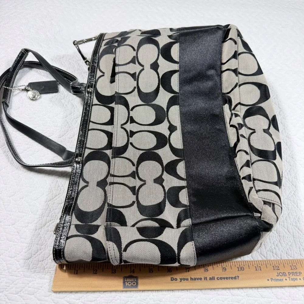 Coach Signature Women Diaper Bag Tote Large Jacquard Monogram Black Grey New